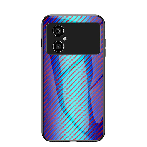 Silicone Frame Mirror Rainbow Gradient Case Cover LS2 for Xiaomi Poco M4 5G Blue