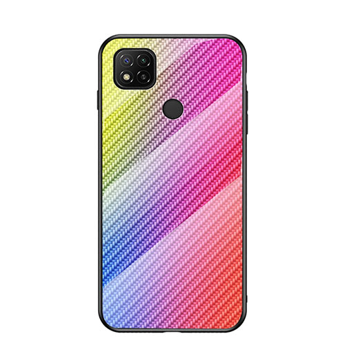 Silicone Frame Mirror Rainbow Gradient Case Cover LS2 for Xiaomi Redmi 9 Activ Pink