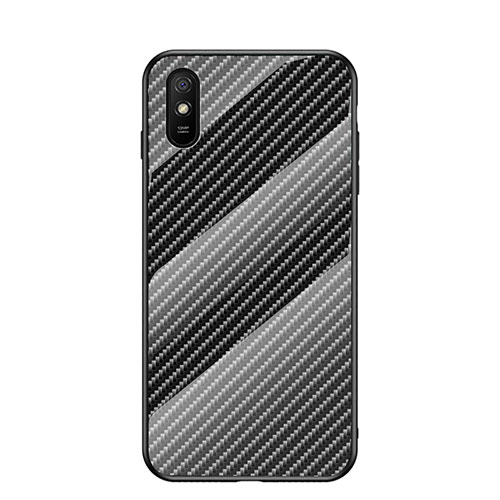 Silicone Frame Mirror Rainbow Gradient Case Cover LS2 for Xiaomi Redmi 9A Black