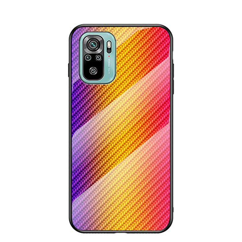 Silicone Frame Mirror Rainbow Gradient Case Cover LS2 for Xiaomi Redmi Note 10 4G Orange