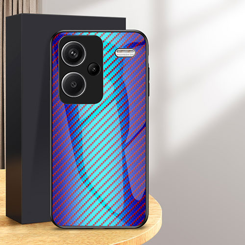 Silicone Frame Mirror Rainbow Gradient Case Cover LS2 for Xiaomi Redmi Note 13 Pro+ Plus 5G Blue