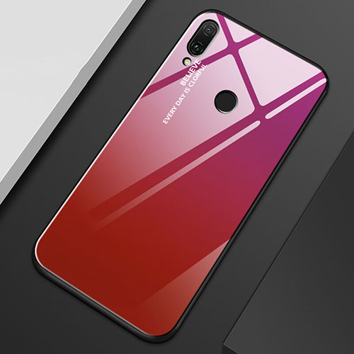 Silicone Frame Mirror Rainbow Gradient Case Cover M01 for Huawei Enjoy 9 Plus Red