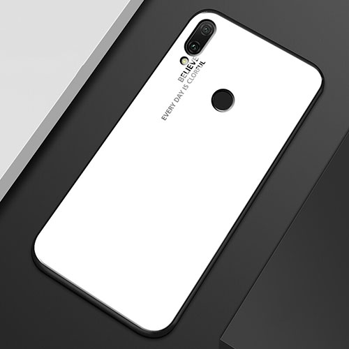 Silicone Frame Mirror Rainbow Gradient Case Cover M01 for Huawei Y9 (2019) White