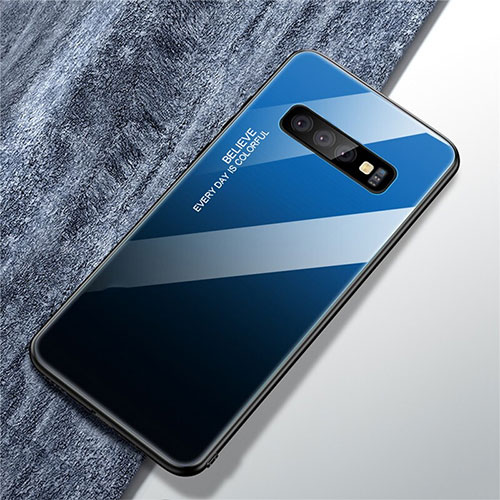 Silicone Frame Mirror Rainbow Gradient Case Cover M01 for Samsung Galaxy S10 Black