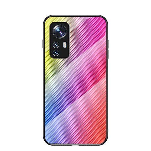 Silicone Frame Mirror Rainbow Gradient Case Cover M01 for Xiaomi Mi 12X 5G Pink
