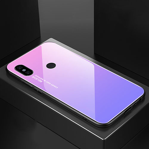 Silicone Frame Mirror Rainbow Gradient Case Cover M01 for Xiaomi Mi 6X Purple