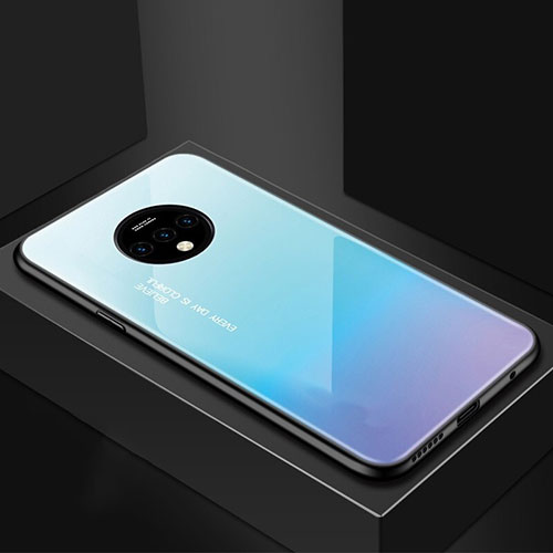 Silicone Frame Starry Sky Mirror Case Cover for OnePlus 7T Cyan