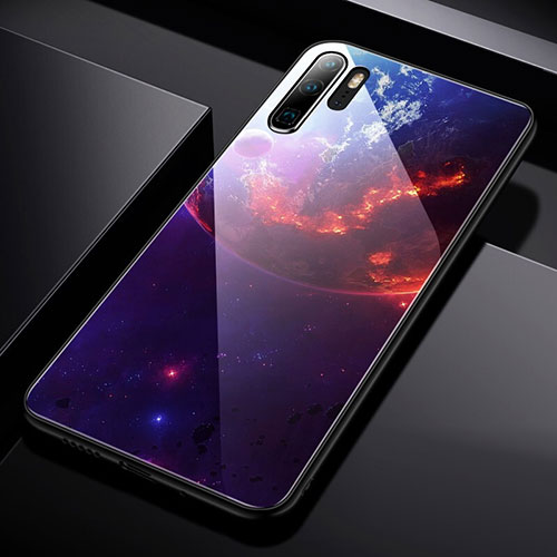 Silicone Frame Starry Sky Mirror Case for Huawei P30 Pro New Edition Purple