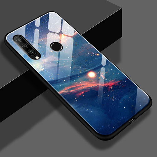 Silicone Frame Starry Sky Mirror Case S02 for Huawei P30 Lite New Edition Blue