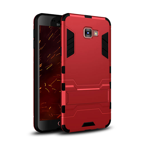 Silicone Matte Finish and Plastic Back Case with Stand for Samsung Galaxy C5 SM-C5000 Red