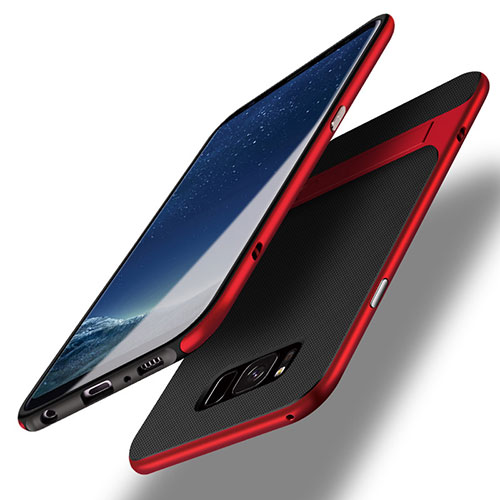 Silicone Matte Finish and Plastic Back Case with Stand for Samsung Galaxy S8 Plus Red