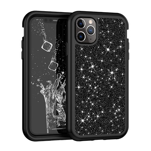 Silicone Matte Finish and Plastic Back Cover Case 360 Degrees Bling-Bling for Apple iPhone 11 Pro Max Black