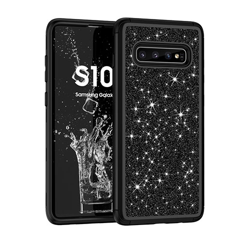 Silicone Matte Finish and Plastic Back Cover Case 360 Degrees Bling-Bling for Samsung Galaxy S10 5G Black