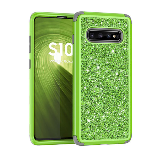 Silicone Matte Finish and Plastic Back Cover Case 360 Degrees Bling-Bling for Samsung Galaxy S10 5G Green