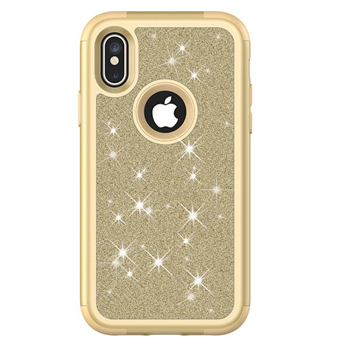 Silicone Matte Finish and Plastic Back Cover Case 360 Degrees Bling-Bling U01 for Apple iPhone Xs Mixed