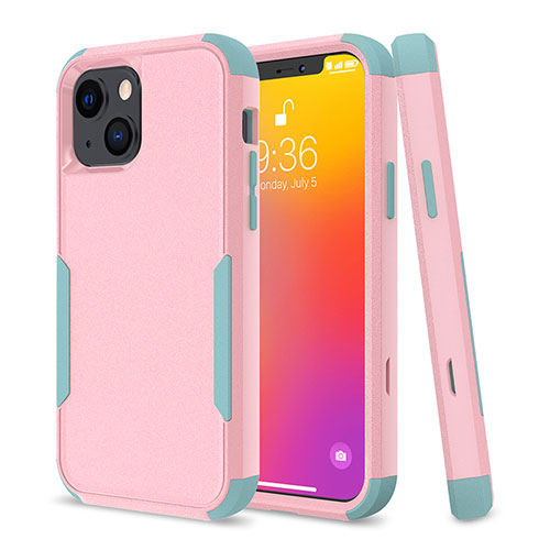 Silicone Matte Finish and Plastic Back Cover Case 360 Degrees for Apple iPhone 13 Mini Pink