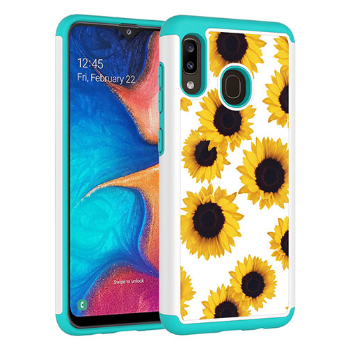 Silicone Matte Finish and Plastic Back Cover Case 360 Degrees JX1 for Samsung Galaxy A20 Yellow