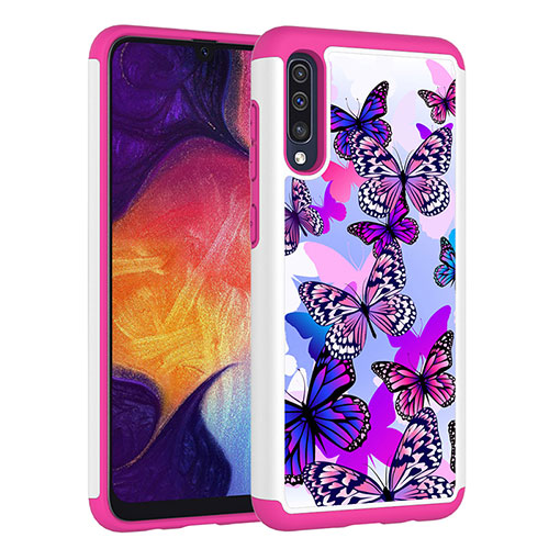 Silicone Matte Finish and Plastic Back Cover Case 360 Degrees JX1 for Samsung Galaxy A30S Hot Pink