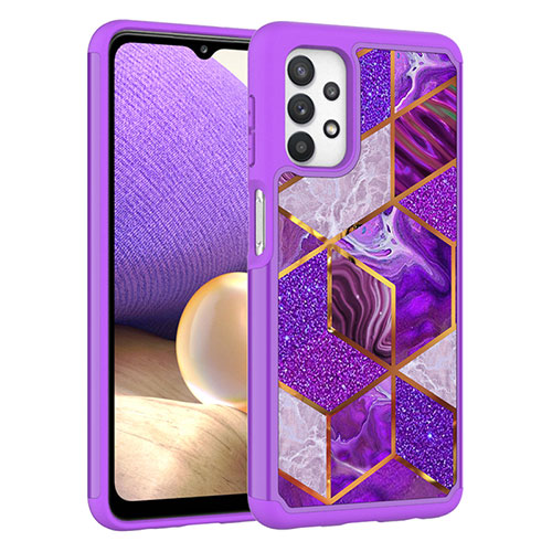 Silicone Matte Finish and Plastic Back Cover Case 360 Degrees JX1 for Samsung Galaxy A32 4G Purple