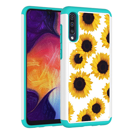 Silicone Matte Finish and Plastic Back Cover Case 360 Degrees JX1 for Samsung Galaxy A50 Yellow