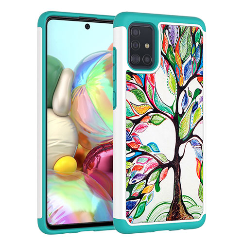 Silicone Matte Finish and Plastic Back Cover Case 360 Degrees JX1 for Samsung Galaxy A51 4G Green