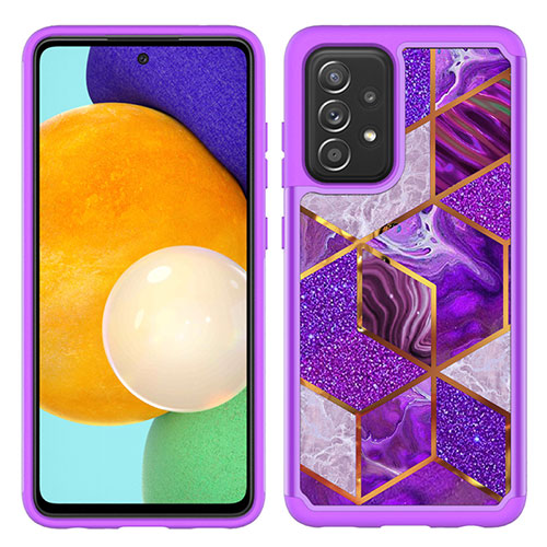 Silicone Matte Finish and Plastic Back Cover Case 360 Degrees JX1 for Samsung Galaxy A52 4G Purple