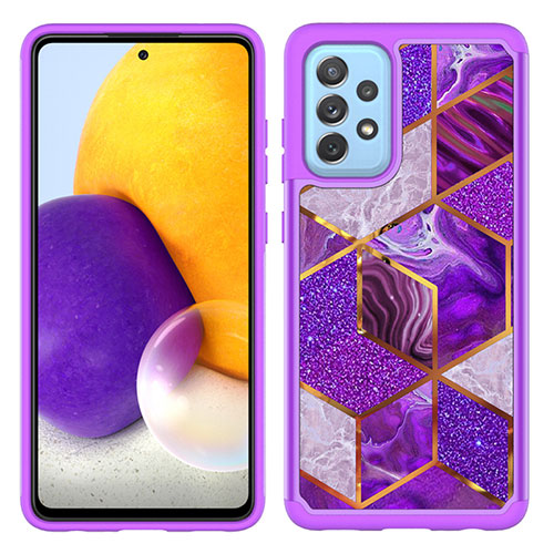 Silicone Matte Finish and Plastic Back Cover Case 360 Degrees JX1 for Samsung Galaxy A72 4G Purple