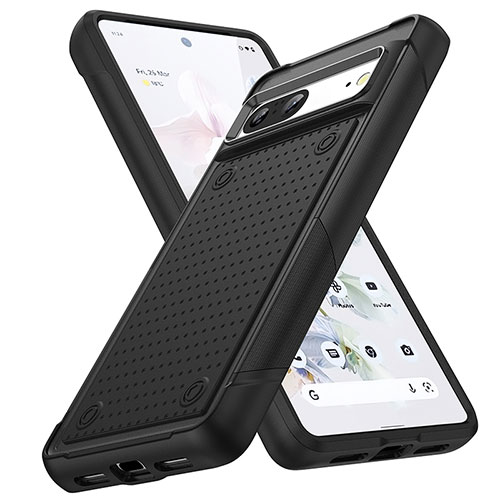 Silicone Matte Finish and Plastic Back Cover Case 360 Degrees MQ1 for Google Pixel 7 5G Black