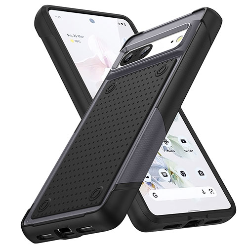 Silicone Matte Finish and Plastic Back Cover Case 360 Degrees MQ1 for Google Pixel 7 5G Dark Gray