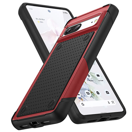 Silicone Matte Finish and Plastic Back Cover Case 360 Degrees MQ1 for Google Pixel 7 5G Red