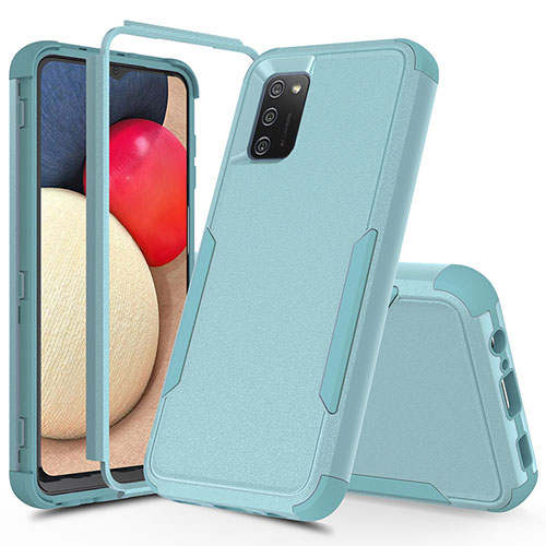 Silicone Matte Finish and Plastic Back Cover Case 360 Degrees MQ1 for Samsung Galaxy A03s Mint Blue