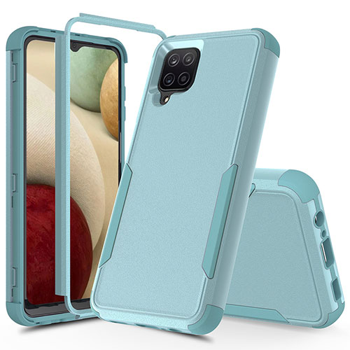 Silicone Matte Finish and Plastic Back Cover Case 360 Degrees MQ1 for Samsung Galaxy A12 5G Mint Blue