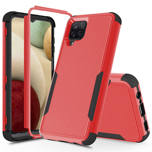 Silicone Matte Finish and Plastic Back Cover Case 360 Degrees MQ1 for Samsung Galaxy A12 5G Red