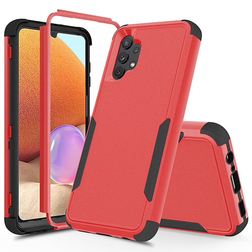 Silicone Matte Finish and Plastic Back Cover Case 360 Degrees MQ1 for Samsung Galaxy A32 4G Red