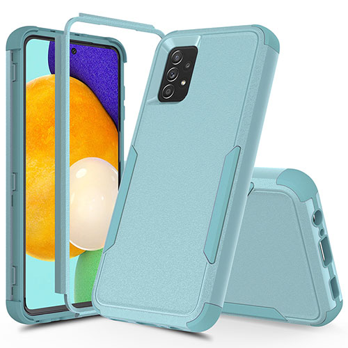 Silicone Matte Finish and Plastic Back Cover Case 360 Degrees MQ1 for Samsung Galaxy A52 4G Mint Blue