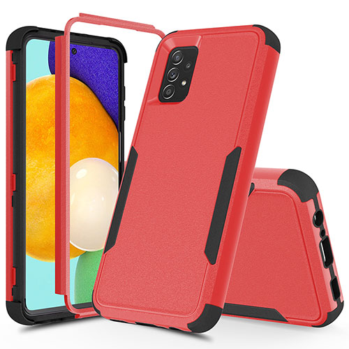 Silicone Matte Finish and Plastic Back Cover Case 360 Degrees MQ1 for Samsung Galaxy A52 4G Red