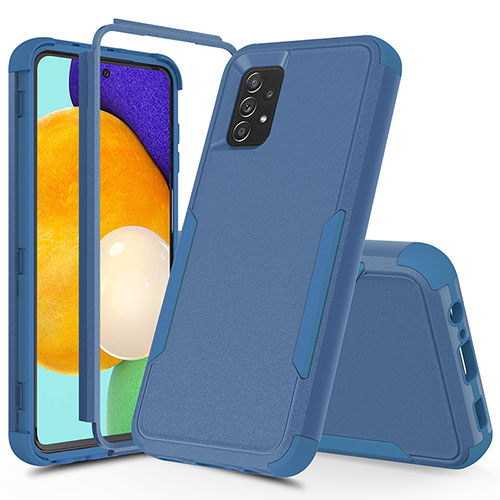 Silicone Matte Finish and Plastic Back Cover Case 360 Degrees MQ1 for Samsung Galaxy A52 5G Blue