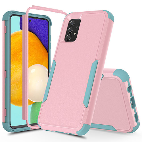 Silicone Matte Finish and Plastic Back Cover Case 360 Degrees MQ1 for Samsung Galaxy A52 5G Pink