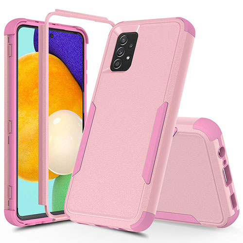 Silicone Matte Finish and Plastic Back Cover Case 360 Degrees MQ1 for Samsung Galaxy A52 5G Rose Gold