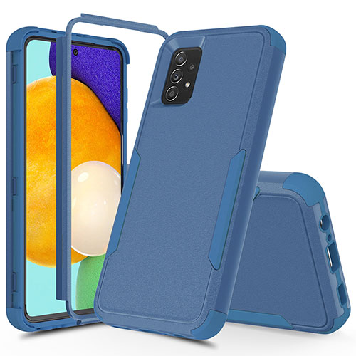 Silicone Matte Finish and Plastic Back Cover Case 360 Degrees MQ1 for Samsung Galaxy A52s 5G Blue