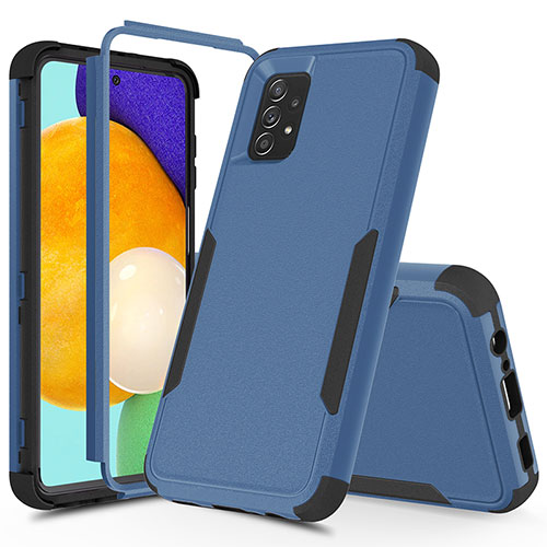 Silicone Matte Finish and Plastic Back Cover Case 360 Degrees MQ1 for Samsung Galaxy A52s 5G Blue and Black