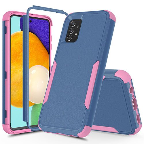 Silicone Matte Finish and Plastic Back Cover Case 360 Degrees MQ1 for Samsung Galaxy A52s 5G Navy Blue