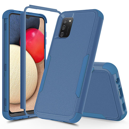 Silicone Matte Finish and Plastic Back Cover Case 360 Degrees MQ1 for Samsung Galaxy M02s Blue