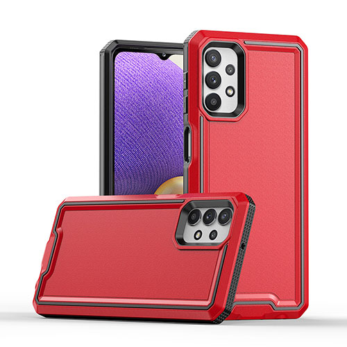 Silicone Matte Finish and Plastic Back Cover Case 360 Degrees Q01W for Samsung Galaxy A32 5G Red