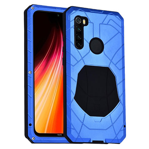 Silicone Matte Finish and Plastic Back Cover Case 360 Degrees R01 for Xiaomi Redmi Note 8 Blue