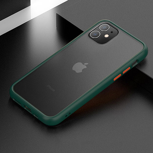 Silicone Matte Finish and Plastic Back Cover Case for Apple iPhone 11 Green