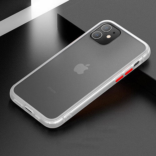 Silicone Matte Finish and Plastic Back Cover Case for Apple iPhone 11 White