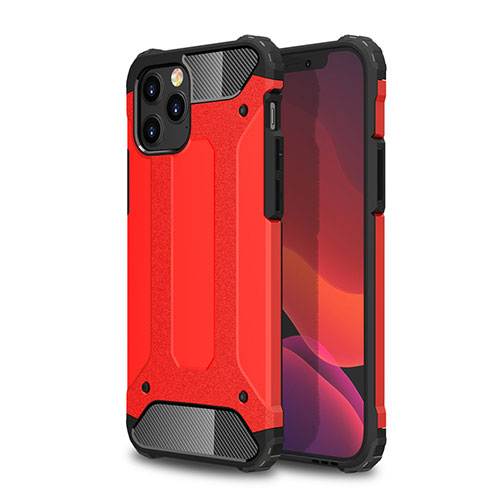 Silicone Matte Finish and Plastic Back Cover Case for Apple iPhone 12 Max Red