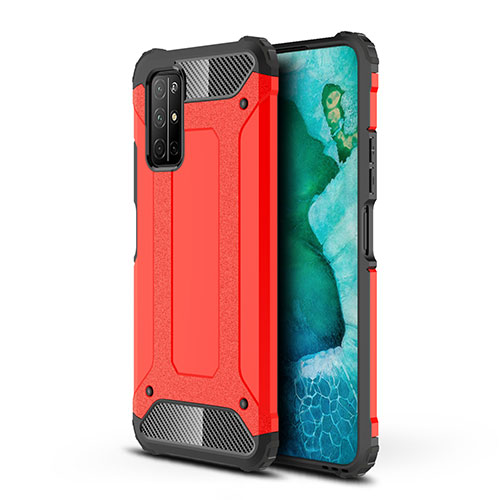 Silicone Matte Finish and Plastic Back Cover Case for Huawei Honor 30S Red