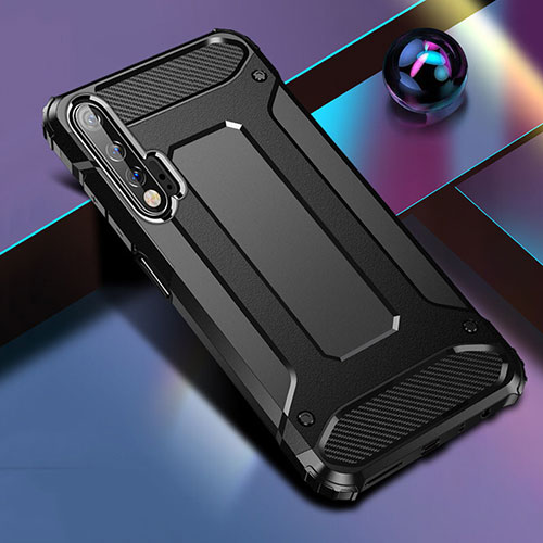 Silicone Matte Finish and Plastic Back Cover Case for Huawei Nova 6 5G Black